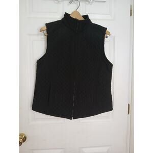 IZOD Women's Vest Jacket Size L Black Zip Insulated Padded Outwear Water Proof